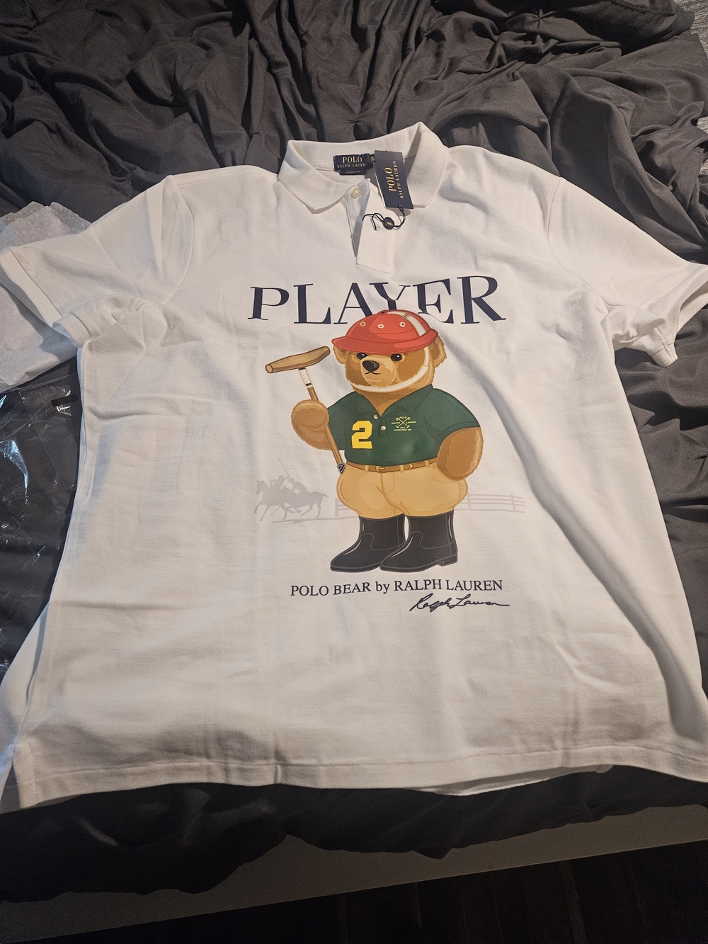 Ralph Lauren Polo Bear 'Player' Graphic Polo Shirt - White